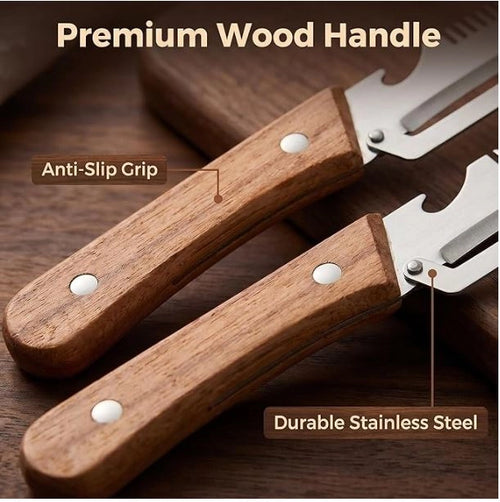 3-in-1 Multifunctional Vegetable Peeler with Wooden Grip